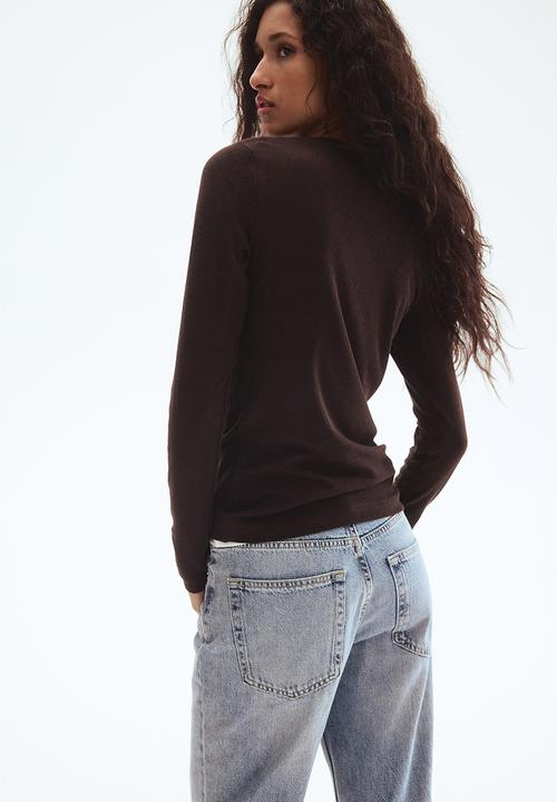 H&M - Ribbed top - dark brown