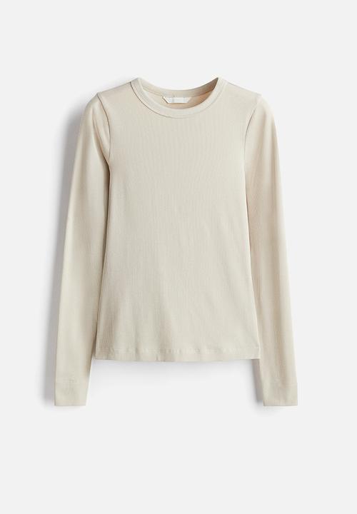 H&M - Ribbed top - light beige