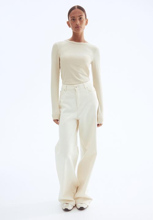 H&M - Ribbed top - light beige