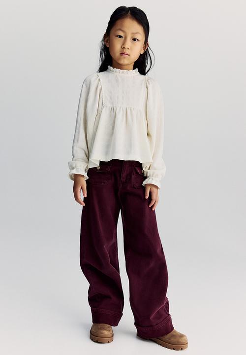 H&M - Wide leg jeans - dark red