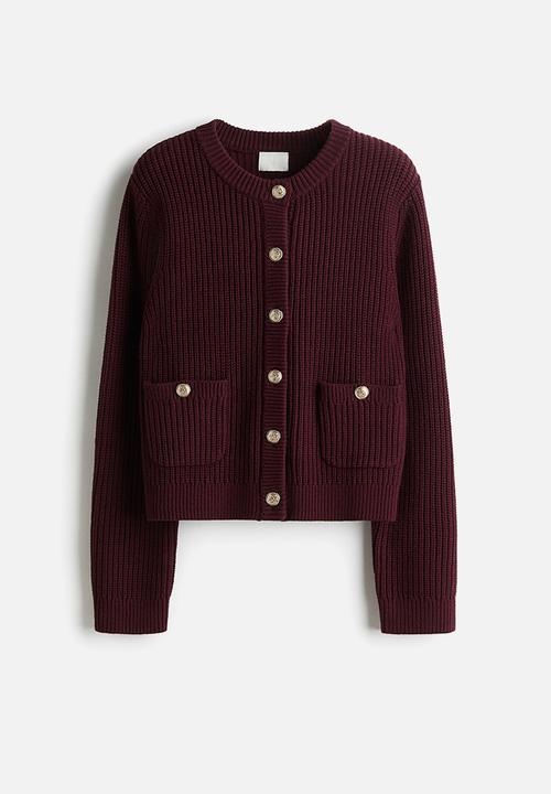 H&M - Rib-knit cardigan - burgundy 