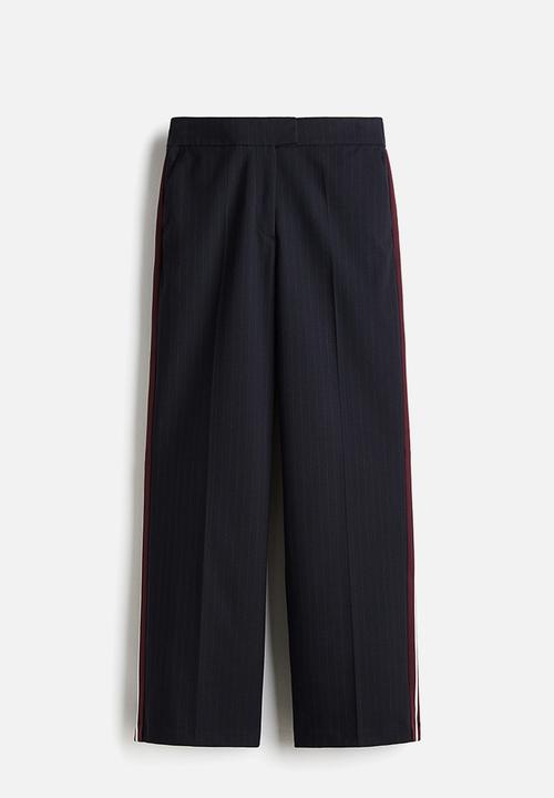 H&M - Side-striped tailored trousers - navy blue/pinstriped
