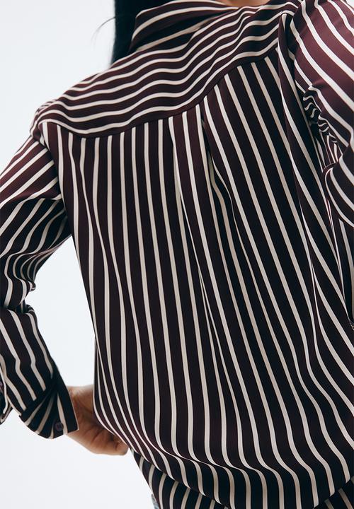 H&M - Shirt - burgundy striped 