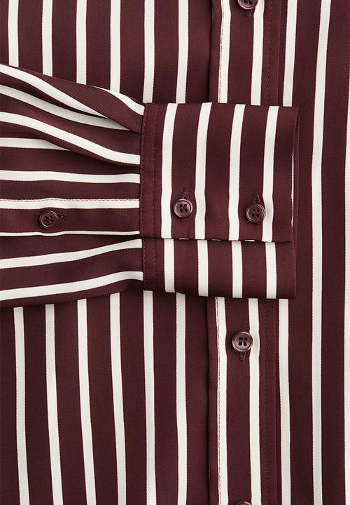 H&M - Shirt - burgundy striped 