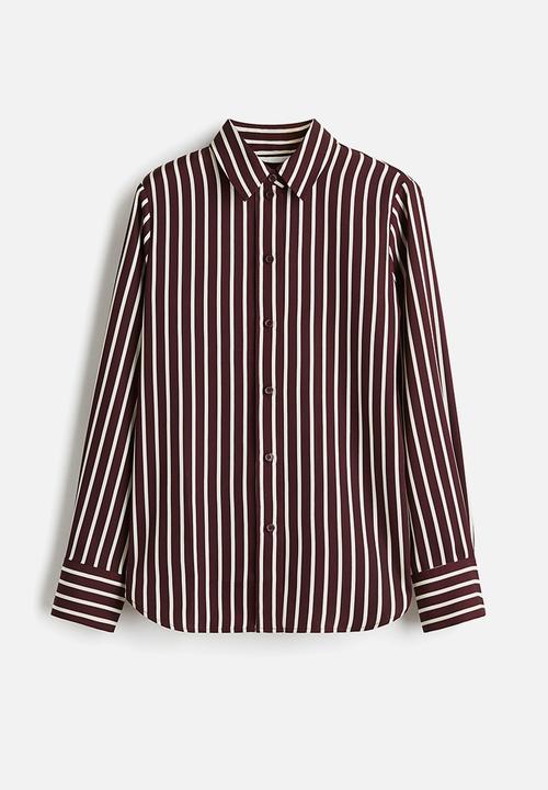 H&M - Shirt - burgundy striped 