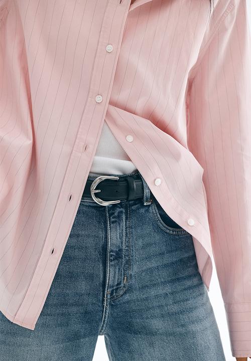 H&M - Poplin shirt - light pink/pinstriped