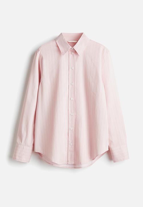 H&M - Poplin shirt - light pink/pinstriped