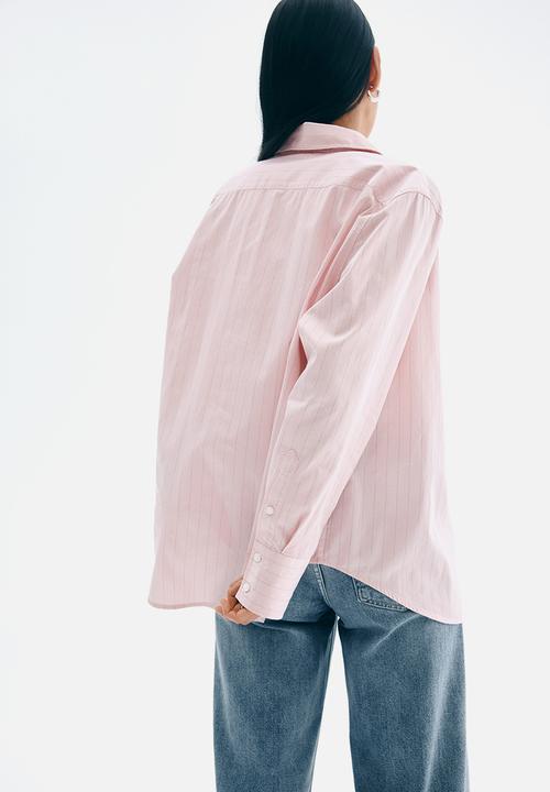 H&M - Poplin shirt - light pink/pinstriped