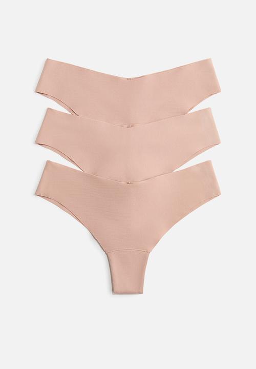 H&M - 3-Pack invisible cotton brazilian briefs - beige