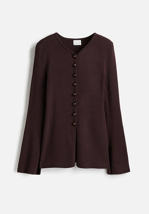 H&M - Rib-knit cardigan - dark brown