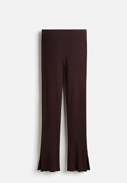 H&M - Rib-knit trousers - dark brown