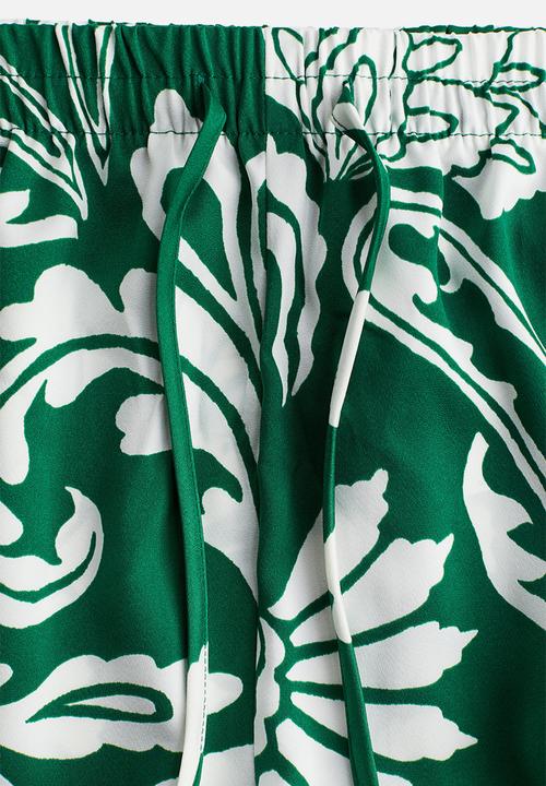 H&M - Patterned drawstring trousers - green/patterned