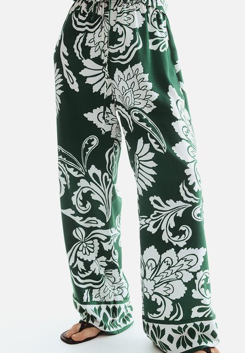 H&M - Patterned drawstring trousers - green/patterned
