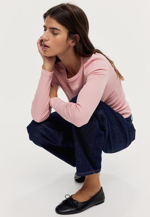 H&M - Long-sleeved jersey top - light pink 