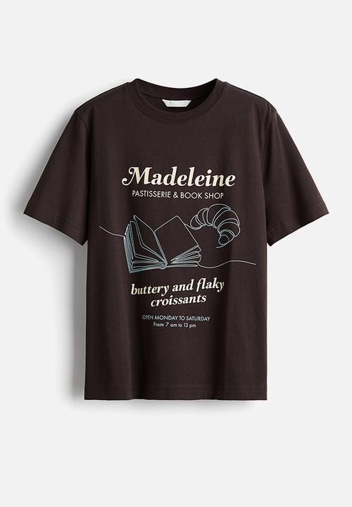 H&M - Printed t-shirt - dark brown croissant