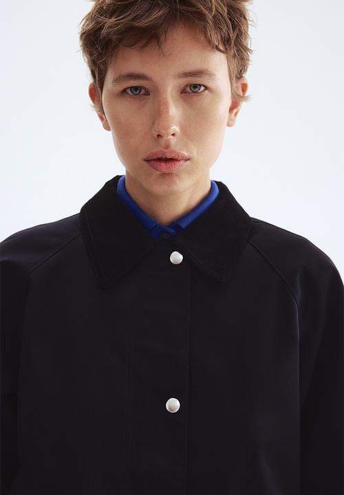 H&M - Corduroy-collar jacket - navy blue