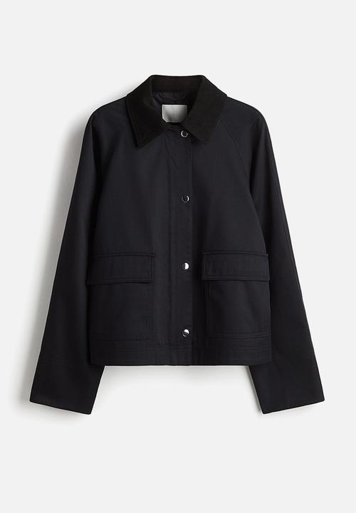 H&M - Corduroy-collar jacket - navy blue