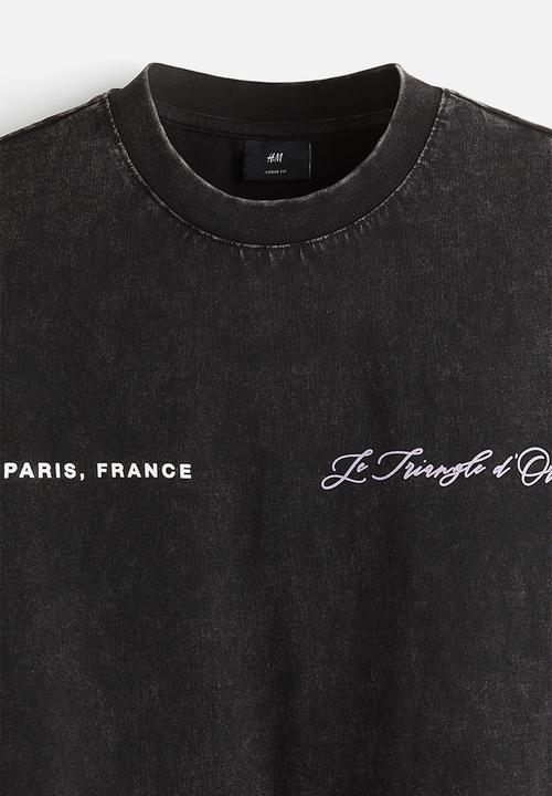 H&M - Boxy fit washed T-shirt - black/paris