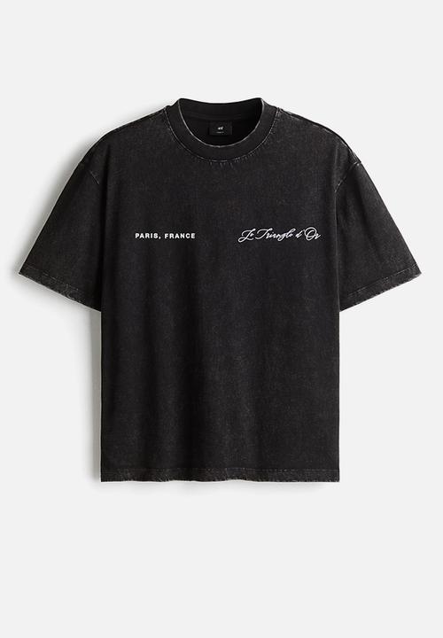 Boxy fit washed t-shirt - black/paris - 1299193002