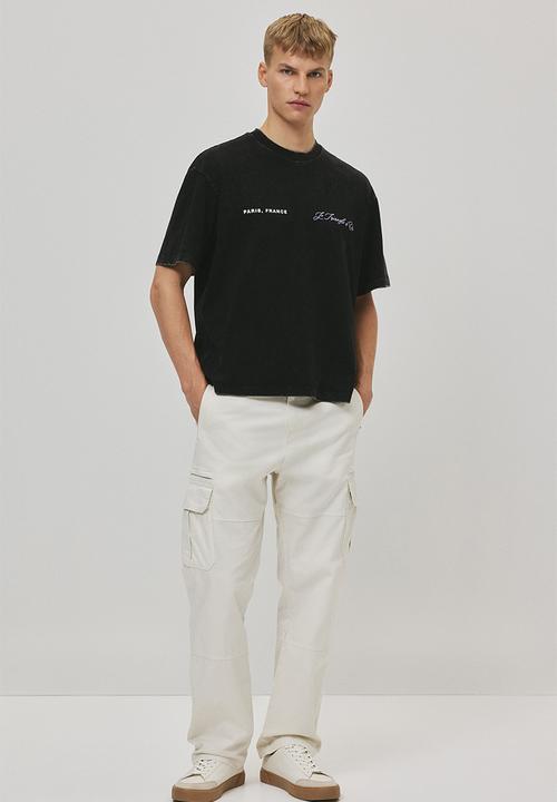 H&M - Boxy fit washed T-shirt - black/paris