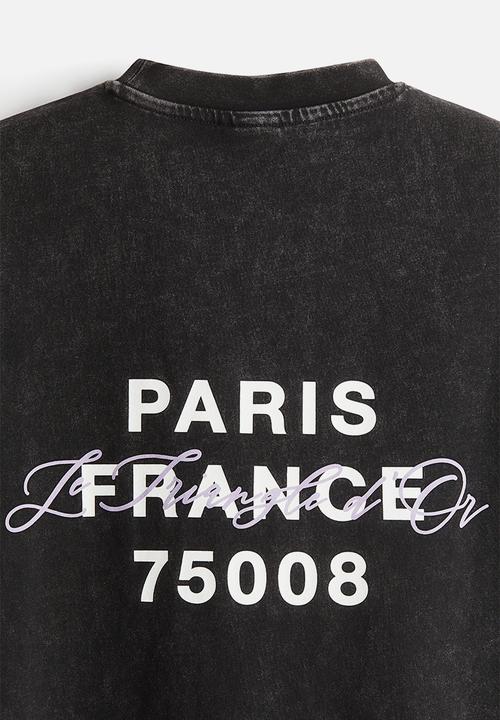 H&M - Boxy fit washed T-shirt - black/paris