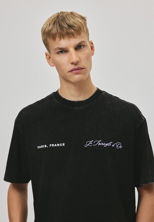 H&M - Boxy fit washed T-shirt - black/paris