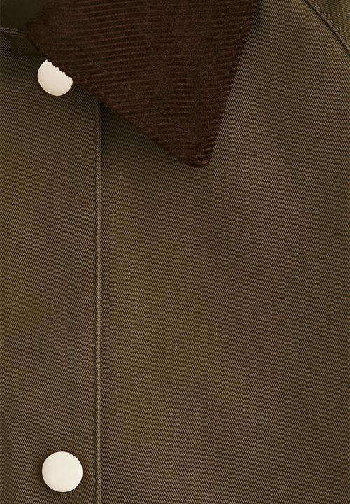 H&M - Corduroy-collar jacket - dark khaki green