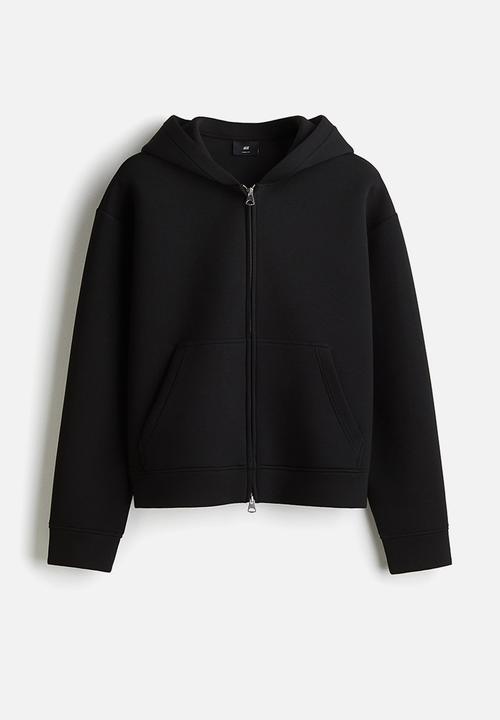 H&M - Loose fit scuba zip-through hoodie - black