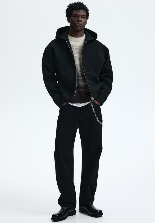 H&M - Loose fit scuba zip-through hoodie - black