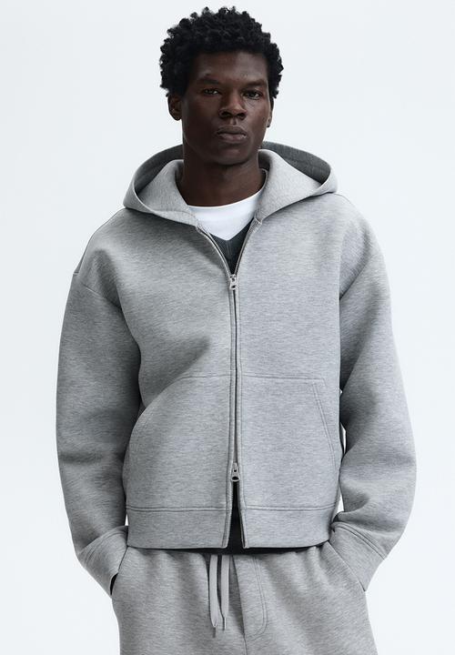 H&M - Loose fit scuba zip-through hoodie - grey marl