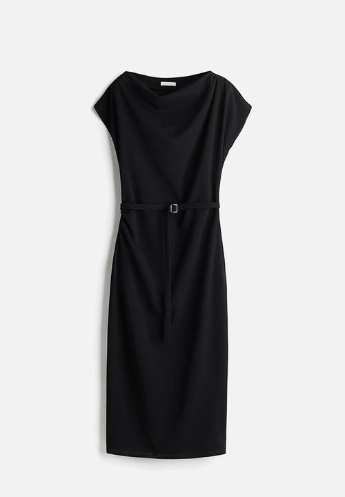 H&M - Draped belted dress - black