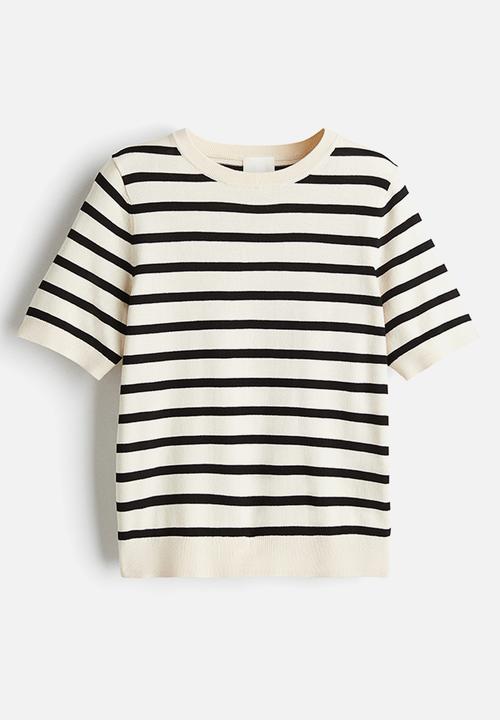 H&M - Fine-knit top - cream/striped 