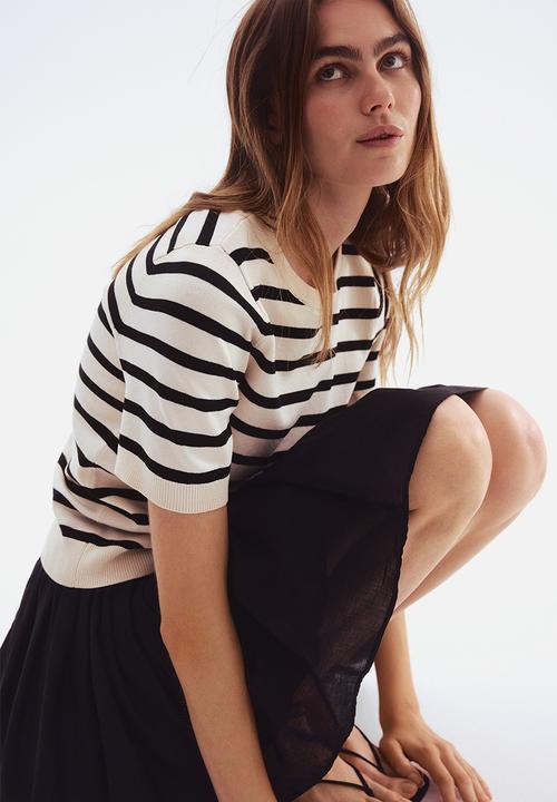 H&M - Fine-knit top - cream/striped 