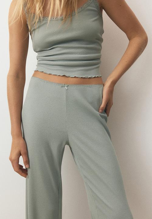 H&M - Ribbed pyjamas - light turquoise 