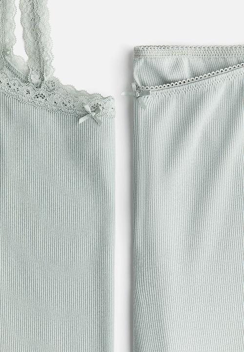 H&M - Ribbed pyjamas - light turquoise 