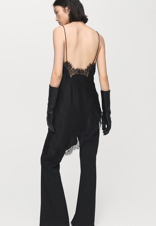 MANGO - Top pearl - black