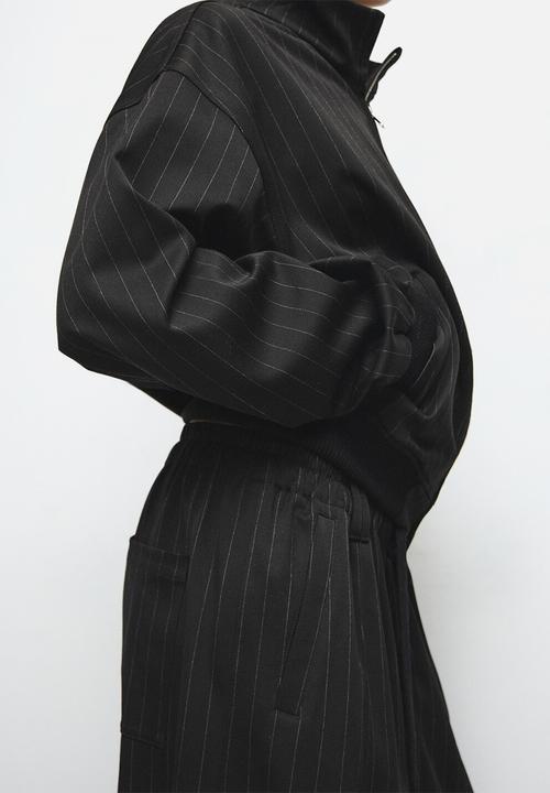 MANGO - Trousers stripe - black