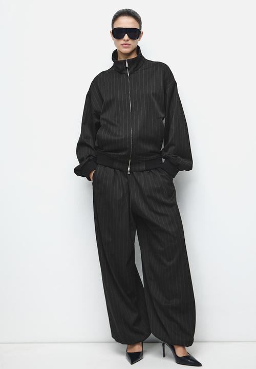MANGO - Trousers stripe - black