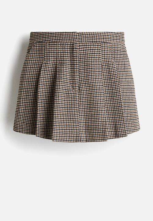 H&M - Pleated skort - light beige dogtooth pattern