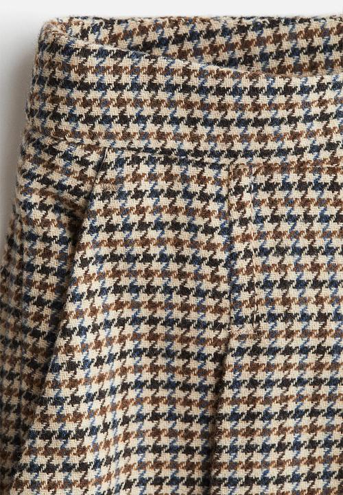 H&M - Pleated skort - light beige dogtooth pattern