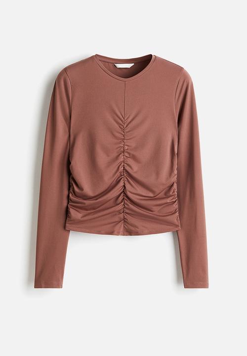 H&M - Draped long-sleeved top - dusty brown