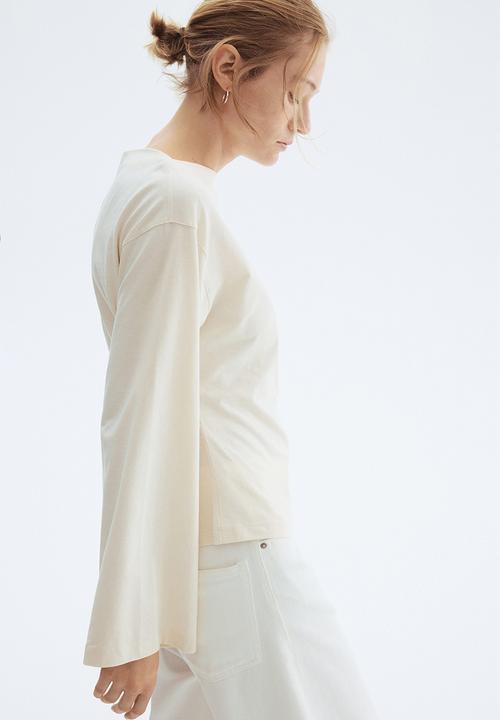 H&M - Boat-neck cotton top - cream