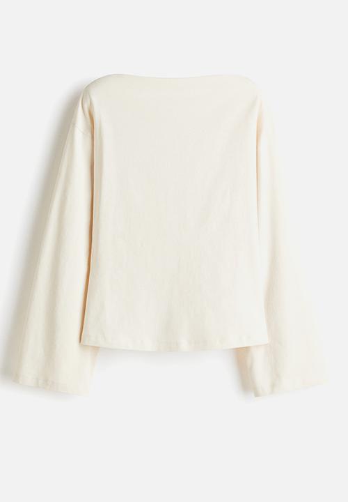H&M - Boat-neck cotton top - cream