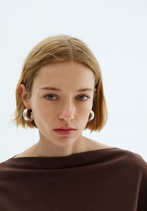H&M - Boat-neck cotton top - dark brown