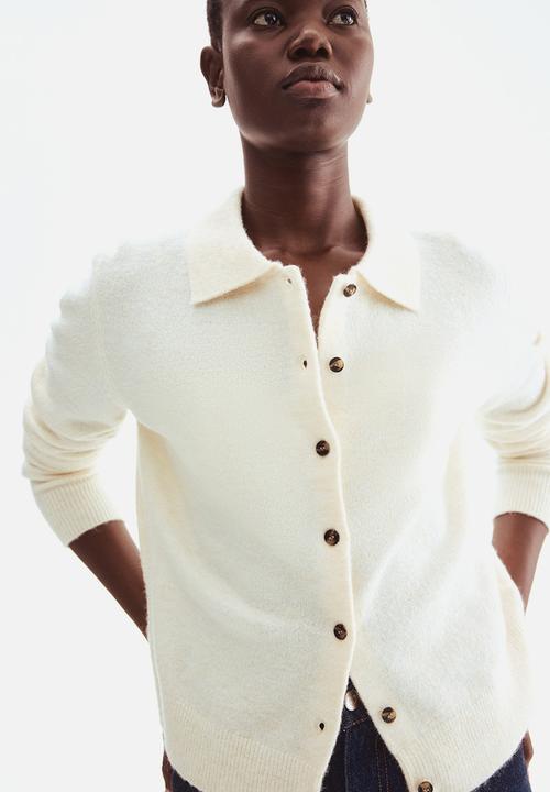 H&M - Collared cardigan - cream 