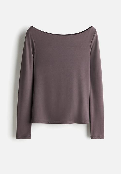 H&M - Boat-neck top -dark purple 