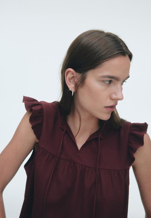H&M - Crinkled top - burgundy  