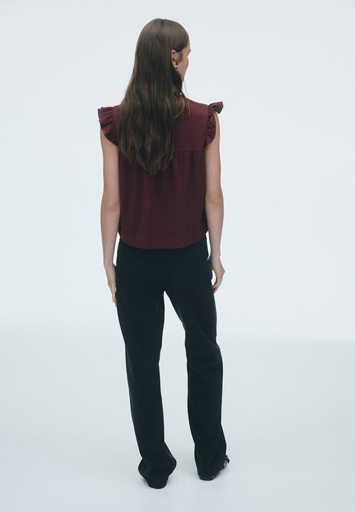 H&M - Crinkled top - burgundy  