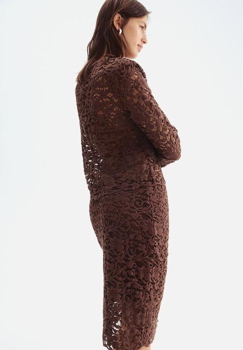 H&M - Lace skirt -  dark brown