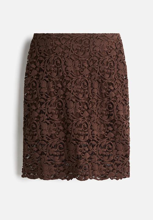 H&M - Lace skirt -  dark brown